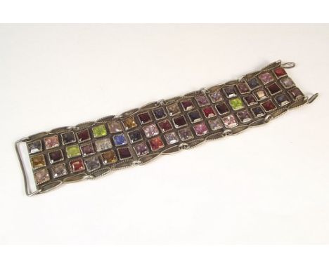 MUMFORD, FALMOUTH.
A Charles Mumford, Falmouth, silver & semi precious stone bracelet. 15 x 3cm.
Note: This bracelet was comm
