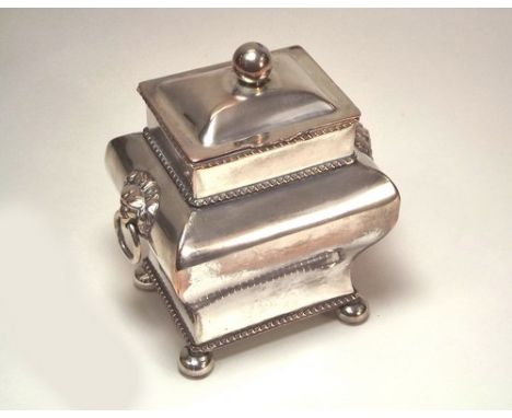 TEA CADDY.
A late Victorian, silver plate on copper, tea caddy.
Height 12cm.
