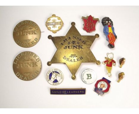 BADGES.
Three various Licensed Junk Dealer badges & various enamel badges including The Beswick Collector's Circle, Teddy Tai