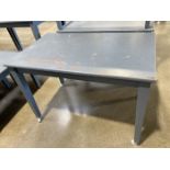 Lot - (1) Rolling Wood Display Table, 39.5 in. x 24 in. x 25 in. (Located In: Aloha, OR)