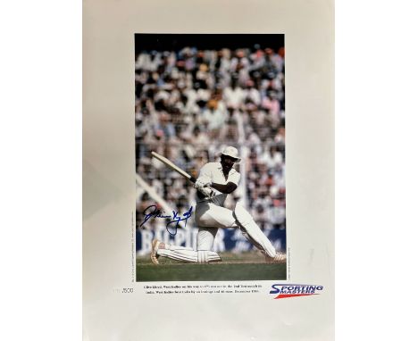 Clive Lloyd signed limited edition print with signing photo Captain of West Indies in 74 Test matches, Clive led West Indies 