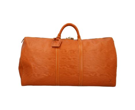 LOUIS VUITTON VINTAGE Weekender "KEEPALL 60". Koll. 1991. Epi Leder Serie in Hellbraun mit goldfarbener Hardware und Nähten i