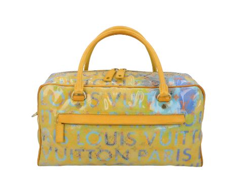 LOUIS VUITTON x RICHARD PRINCE Handtasche "JAUNE DENIM". Defile Printemps-Ete 2008. Limited Edition. Beschichtetes Textil mit
