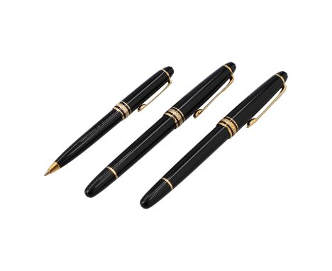 MONTBLANC Schreibgeräte Konvolut. 3 Schreibgeräte. 1x Meisterstück Füller (kleines Modell), 1x Meisterstück Kugelschreiber (k