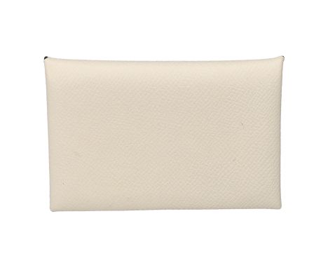 HERMÈS Kartenetui "CALVI". NP.: 316,-€. Evercolor-Kalbsleder in Weiß mit hellbraunem Innenleben. Sehr guter Erhalt. Box anbei