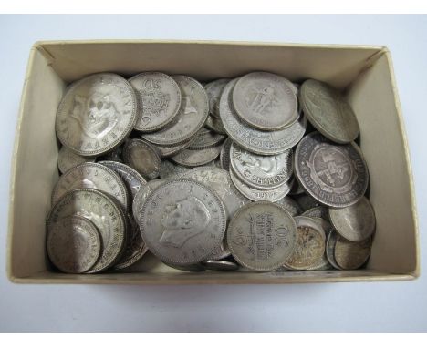 Approximately 600g of Assorted Silver Coins from the Old Commonwealth. Better South African issues are included. 