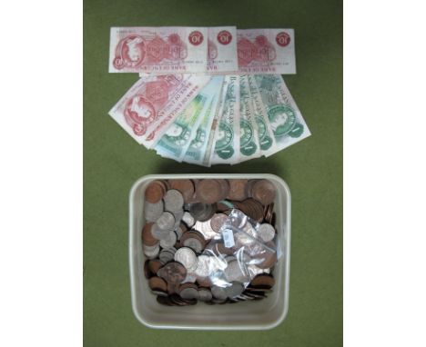 A Halfcrown, 1914, F (but plugged). Sixty five pence (total face value) of other pre-1947 silver coins. Other coins. Fourteen