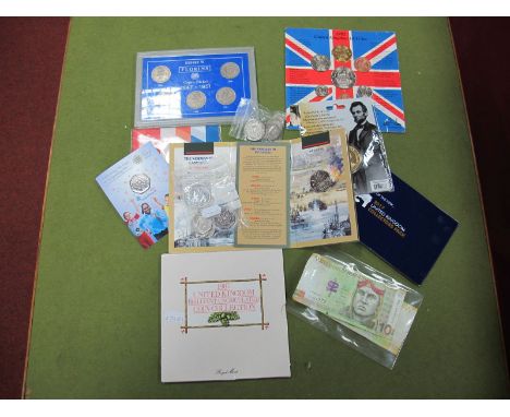 A Carded Royal Mint GB BU Coin Collection 1987, United Kingdom ECU set 1992, new one pound coin 2017 collectors pack includin