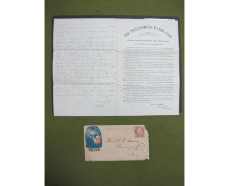 United States "Union" Illustrated Cover Franked, with Scott #65 George Washington 3c Rose with Hopeville 10WA 1867 postmark, 