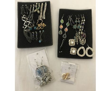 22 pairs of vintage and modern drop and stud style earrings for pierced ears.  Being sold on behalf of Hillside Animal Sanctu