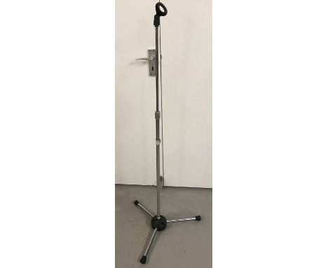 A vintage metal mike stand with tripod feet. Height, fully extended, 160cm. 