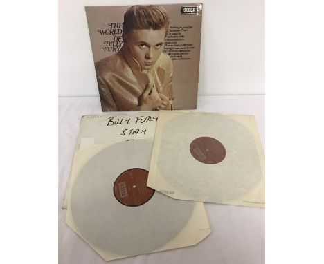 2 vintage Billy Fury LP records. "The Billy Fury Story", double LP (DPA 3033 &amp; 4)  together with "The World Of Billy Fury