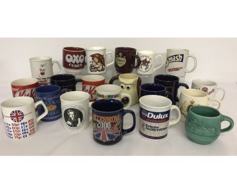 A box of collectors and advertising mugs. To include: Hummel, Oxo, Cadburys, TV characters and commemorative ware. 