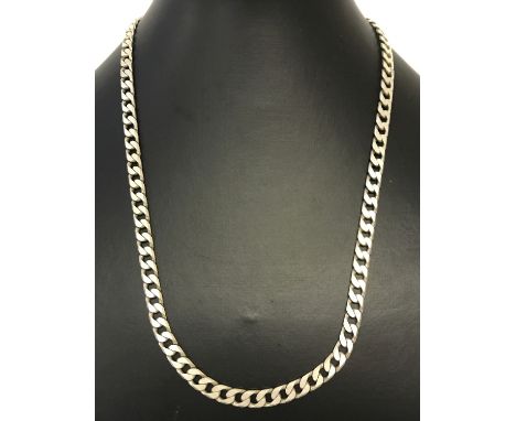 A silver curb chain with lobster clasp. Makers mark, scales mark and 925 to clasp and fixings. Approx. 20 inches long. Total 