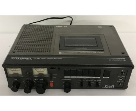 A vintage Philips D6929 Mk2 portable stereo cassette recorder, Audio Visual. Complete with original power lead. 