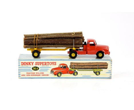Dinky Supertoys 36A French made Tracteur Willeme avec semi-remorque fardier, (boxed),