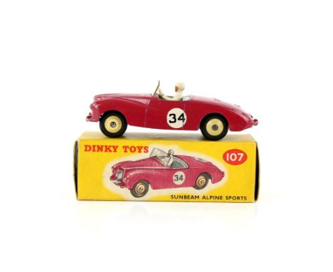 Dinky Toys 107 Sunbeam Alpine Sports, dark pink, (boxed),