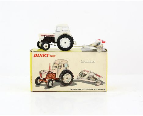 Dinky Toys 325 David Brown Tractor with disc harrow, (boxed),