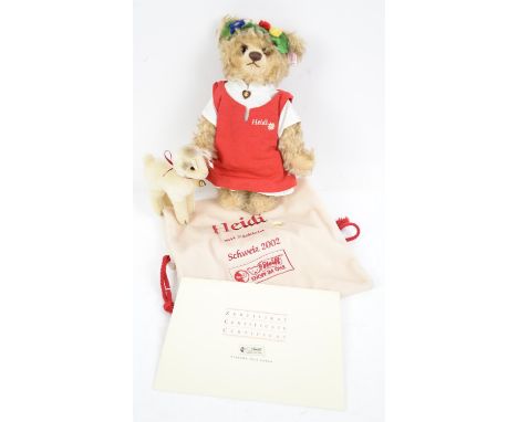 Steiff limited edition Heidi bear and kid goat, buttons in ears, 579/1500, 28cm high, with certificate, in bag, 