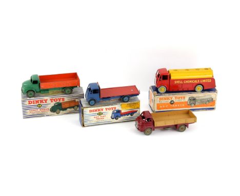 Dinky Toys 418 Comet Wagon with hinged tailboard, 591 AEC Tanker 'Shell Chemical Limited', (boxed), 512 Guy Flat Truck, and D