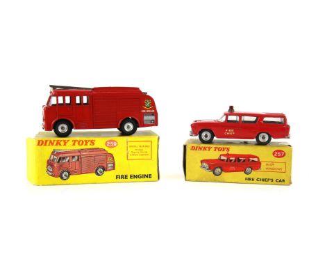 Two Dinky Toys 257 Fire Chief's Car and 259 Fire Engine, (boxed), (2),