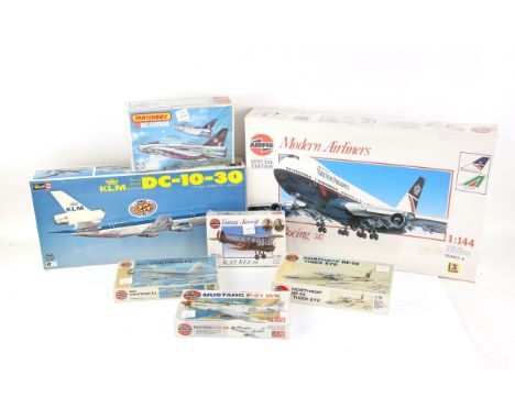 Five Airfix model aircraft, comprising Special Edition Boeing 747, Mustang P-51 D/K, Northrop RF-5E Tiger Eye, special editio