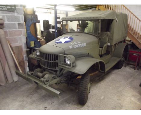 A 1942 left hand drive Dodge WC22 Half-Ton Pick-Up, unregistered, chassis number 81513950, light Olive Drab. The WC range of 