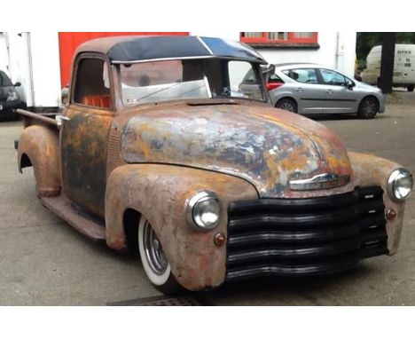 A 1951 left hand drive Chevrolet 3100 ratrod pickup, registration number WXG 216. This Chevy has recently been imported by th