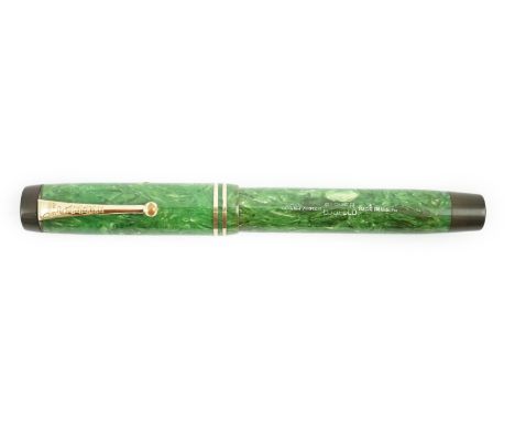 A Parker Duofold Streamline Senior in jade greenPLEASE NOTE:- Prospective buyers are strongly advised to examine personally a