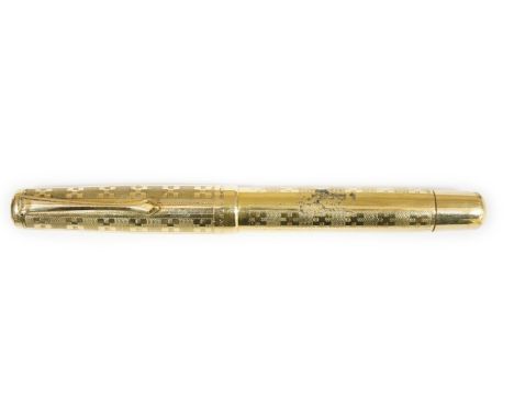 A Columbus extra rolled gold button fill pen with Columbus 14ct. gold nibPLEASE NOTE:- Prospective buyers are strongly advise