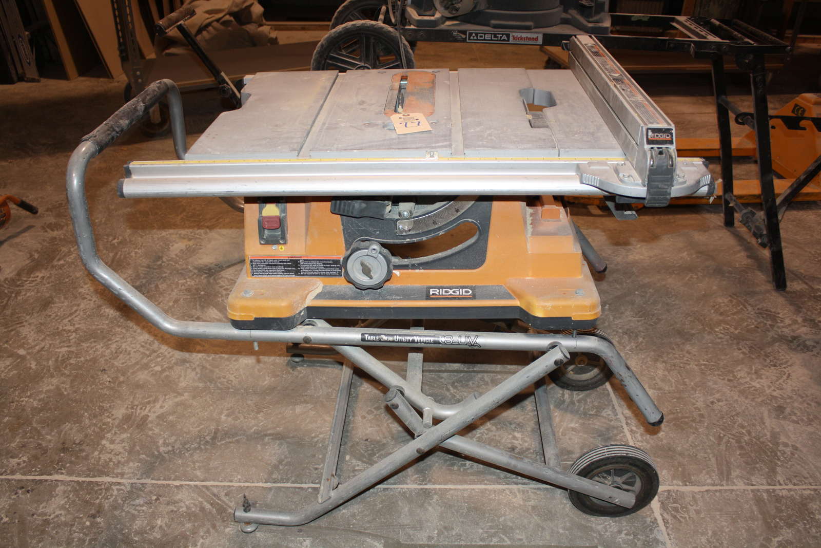 10”( 254mm) Rigid TS2410LS Portable Table saw on stand
