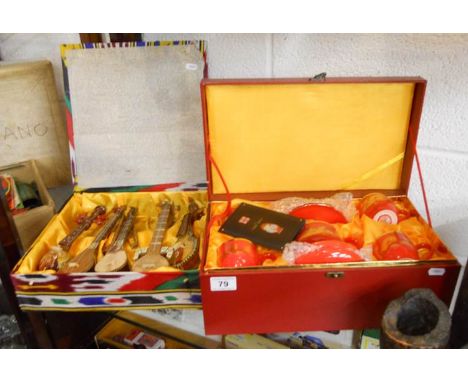 Chinese musical instrument display and Chinese boxed tea service
