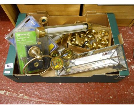 Box of brass door furniture etc