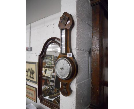 Small Edwardian oak barometer