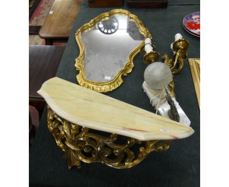 Light fittings & mirror with matching shelf