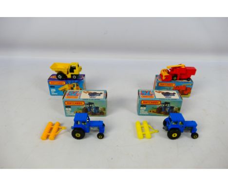 Matchbox - Superfast - 4 x boxed models, Site Dumper # 26, 2 x Ford Tractor & Harrow # 46, and Combine Harvester # 51. They a