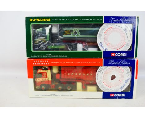 Corgi - Two boxed Corgi Limited Edition 1:50 scale diecast model trucks. Lot consists of Corgi  CC12008 MAN Bulk Tipper 'BJ W