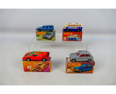 Matchbox - Superfast - 4 x boxed models Citroen CX with the less common blue glazing # 12, Renault 5 TL # 21, Lamborghini Cou