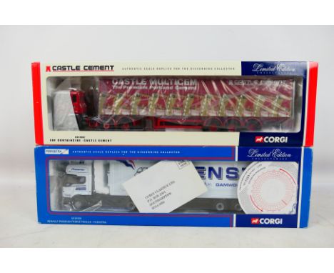 Corgi - Two boxed Corgi Limited Edition 1:50 scale diecast model trucks. Lot consists of CC12103 Renault Premium Fridge Trail
