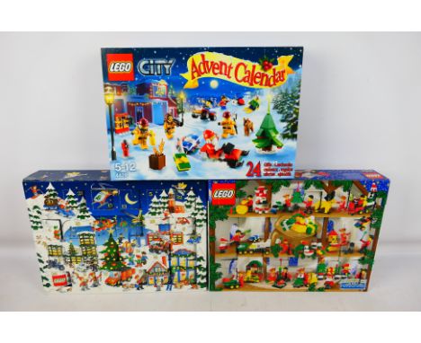Lego - Three boxed Logo Advent Calendars, comprising of #2250 2000 Advent Calendar; #4524 2002 Holiday Calendar; and #4428 20