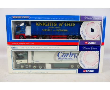Corgi - Two boxed Corgi Limited Edition 1:50 scale diecast model trucks. Lot consists of Corgi #75405 Leyland DAF Curtainside
