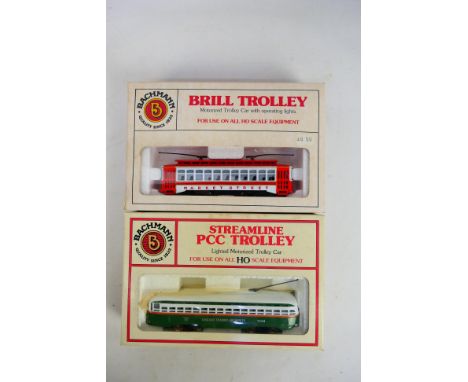 Bachmann - Two boxed HO gauge Bachmann motorised trolley cars. Lot consists of Bachmann #41-629 Streamline PCC Trolley in Chi