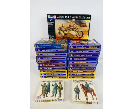Italeri - Revell - Tamiya - A boxed #03090 1/35 German Motorcycle R-12 with Sidecar (in sealed internal bag with instruction 