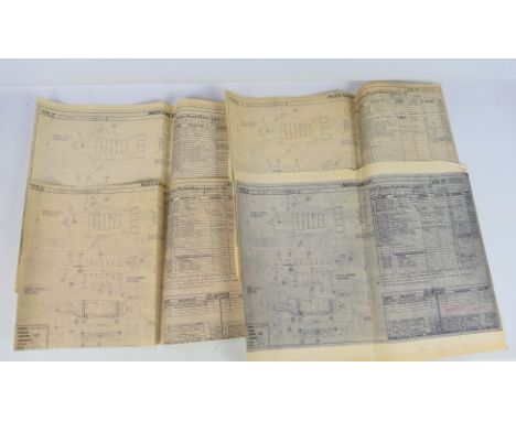 Meccano - Dinky Toys - A collection of five Meccano factory facsimile drawings. The drawings approximately A3 in size relate 