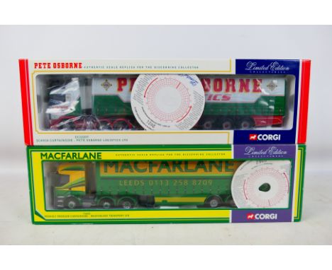 Corgi - Two boxed Corgi Limited Edition 1:50 scale diecast model trucks. Lot consists of Corgi #75602 Renault Premium Curtain