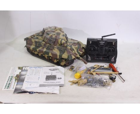 Tamiya - An unboxed assembled 1/16 Scale #56017 King Tiger Tank with fitted motor. Item appears to be in good condition with 