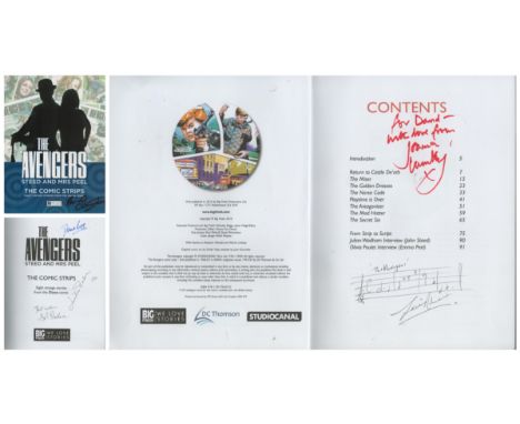 The Avengers Steed and Mrs Peel the comic strips multi signed first edition 2016 softback book. 6 signatures. Signatures from