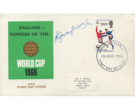 Bobby Moore signed England Winners of the World Cup 1966 GPO FDC PM Harrow and Wembley 18 Aug 1966 First Day of Issue. Good c