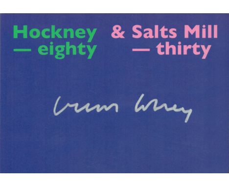 David Hockney, a signed (in silver ink) 8X6 promotional card. The card was produced in 2017 for the dual celebration of Hockn