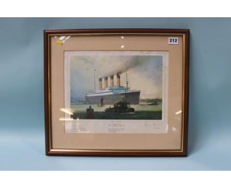 Limited Edition print after Laurence Bagley, 'RMS Titanic', signed in pencil by the artist and B.V. Dean, Survivor